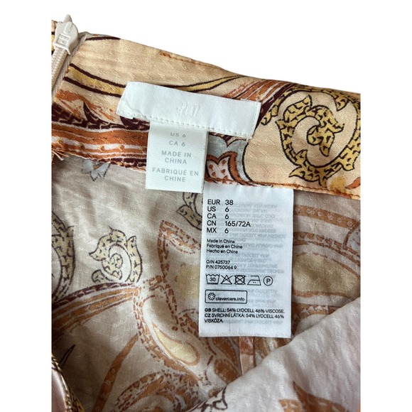 H&M Skirt Wrap Size 6 Calf Length Midi‎ Airy Paisley Pattern - Picture 10 of 13